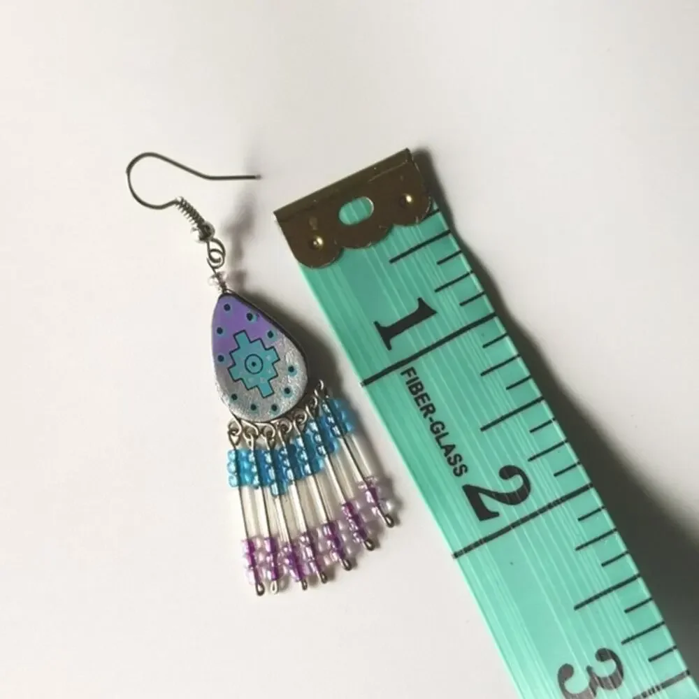 Turquoise and purple southwestern style dangle earrings